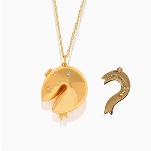 Fortune Cookie Hidden Message 18K Gold Pendant Lucky Necklace